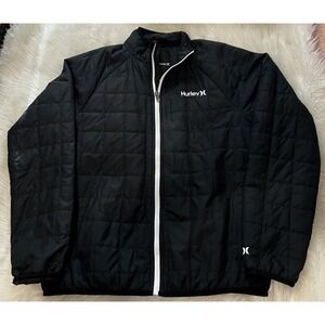 Hurley Men's Outer Edge Black Jacket Size Small Polyester Zip Up Pockets Read